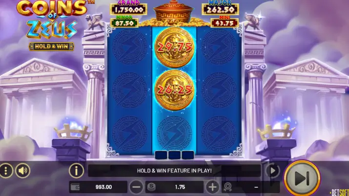 Langit Bergemuruh dan Koin Berjatuhan di Coins of Zeus Hold & Win